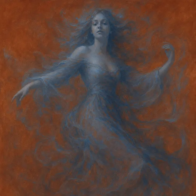 Dreamy one-color oil portrait example